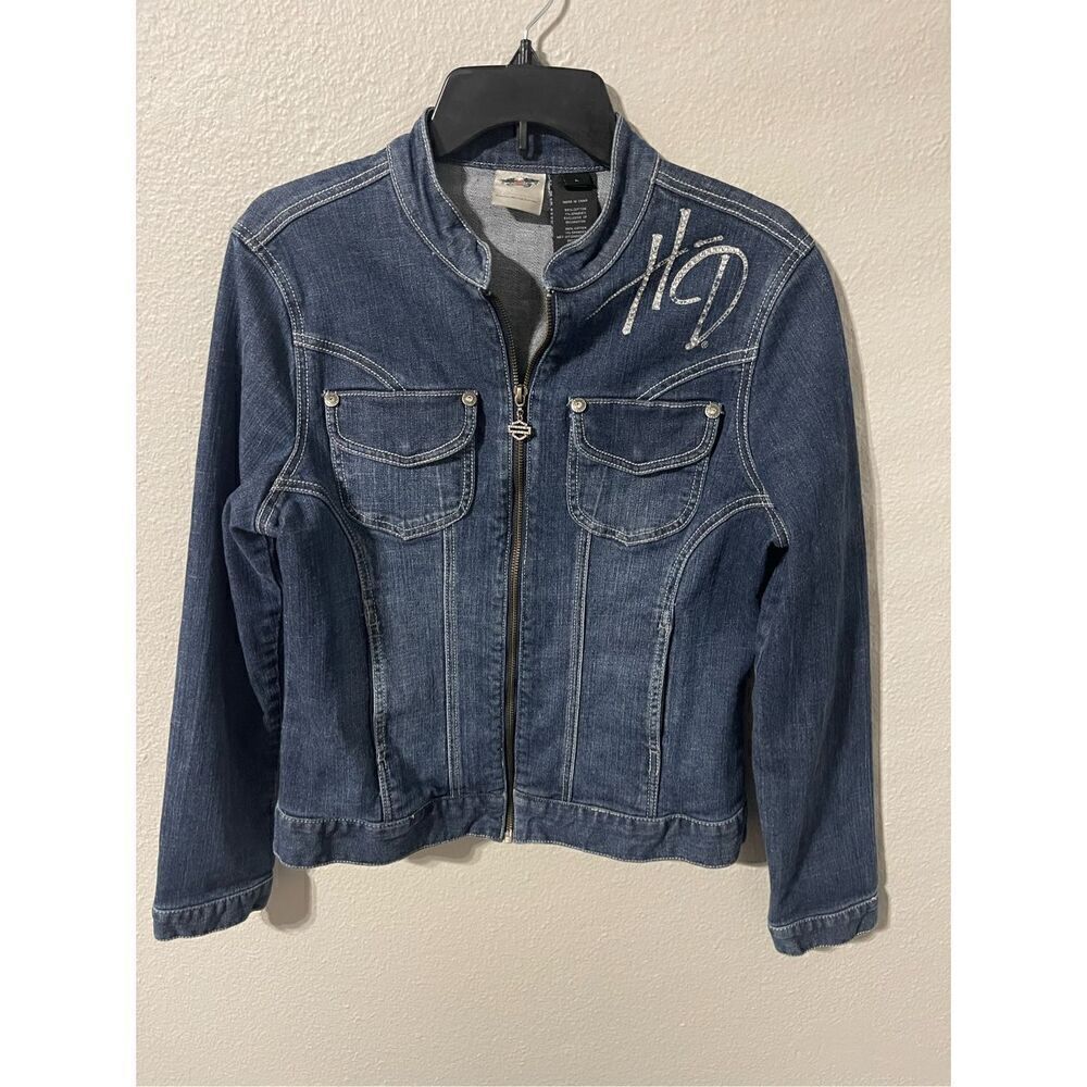 ❤️Vintage Harley Davidson Women’s Y2K Denim Jacket